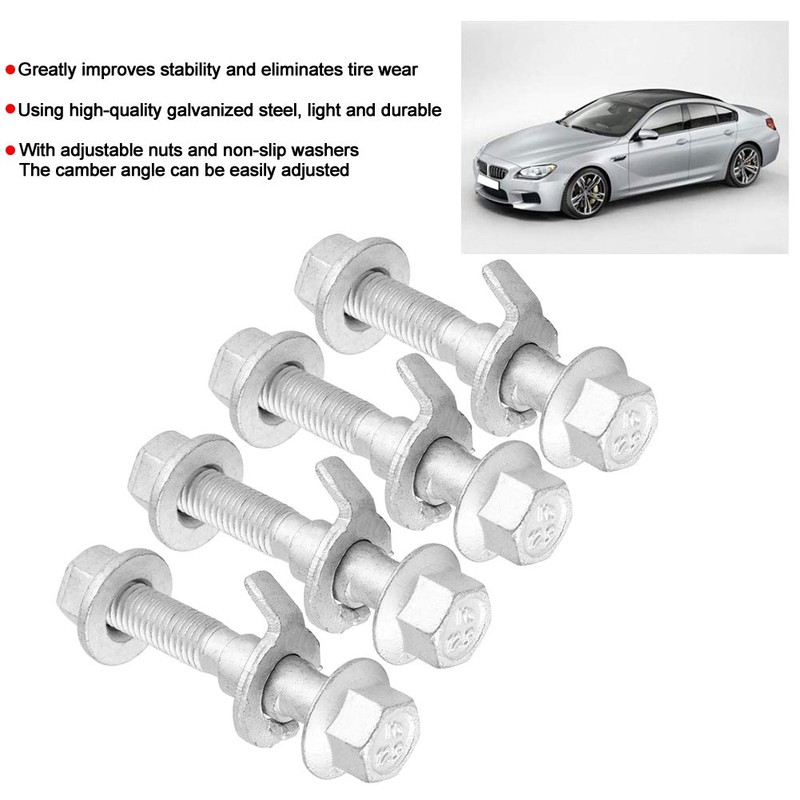 Camber Bolt Set, 4 Pieces Car Camber Screw 4 Wheel
