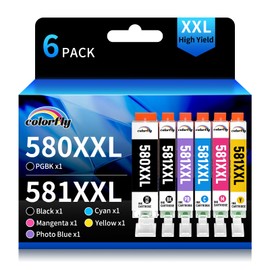PGI-580 CLI-581XXL Printer Cartridges Compatible with Canon PGI-580 CLI-581 Cartridges for Pixma TS8150 TS8151 TS8152 TS8250 TS8251 TS8252 TS8350 TS8351 TS8352 TS9150 6 pack (6 pack, photo blue)