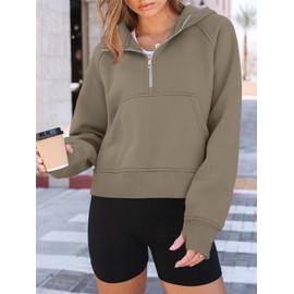AUTOMET Womens Hoodies Fleece Fall Fashion Outfits Workout Sweatshirts Y2k Winter Zip Up Jackets Oversized Tops Clothes 2025 Coffee L