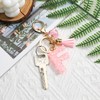 Key Chain with Letter, Initials Keyring with Heart Pendant, Pink