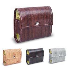 Pill Organizer,LIZIMANDU Weekly Travel Pill Case Box Medication Reminder Daily AM PM, Day Night 7 Compartments,for 4 Times A Day, 7 Days a Week-Includes Leather PU Carrying Case(1-Wood-Light Brown)