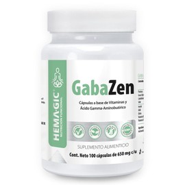 GabaZen - Suplemento Alimenticio GABA, Glicina, Inositol, Vitaminas B1 Y B3-100 Cápsulas Vegetales 650 mg c/ - Kosher Halal Vegetariano Vegano