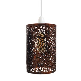 DC Voltage Industrial Easy Fit Metal Cage Drum Lampshade Ceiling Pendant Lampshade with Reducer Plate for Living Rooms Bedroom Kitchen Dining Room (Rustic Red 4)