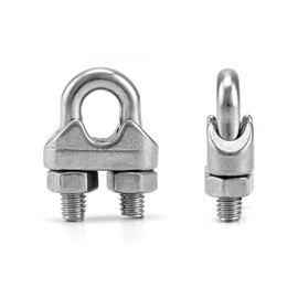 QWORK 1/4" Wire Rope Clamp Clip M6, 12 Pack Large U Bolt Saddle Guy Fastener, 304 Stainless Steel Fastener Cable Clamps, Connect 2 Layers of Wire to Form a Loop