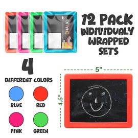 Mini Chalkboard for Kids - (Pack of 12) Goodie Bags Stuffers for Kids Mini Chalkboard Each with 2 Chalk Sticks and 1 Eraser for Boys and Girls Birthday Party Favors