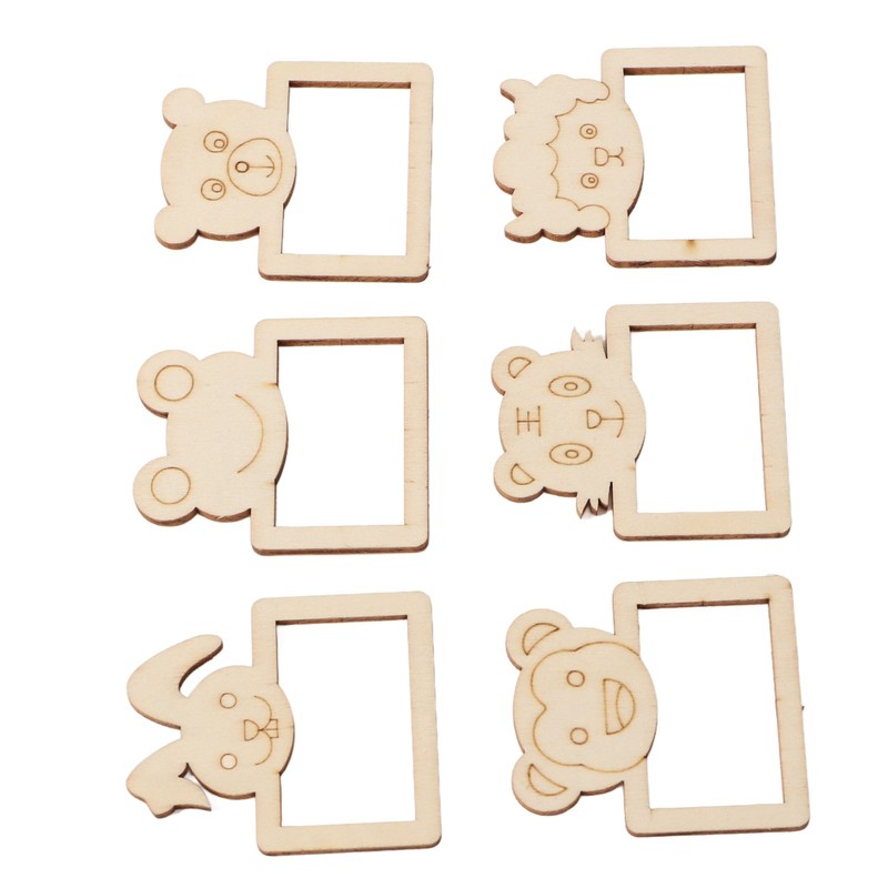 100pcs Wooden Cartoon Animal Photo Frame Decorative Hand Painting Photo
