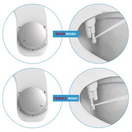 Bidet Insert for Toilet links - WITHLENT Ultra-Slim Nicht Elektrisch Einsatz Für Toilette mit,Doppel Düsen Bidet Toilettenaufsatz,Front- und Heckreinigung,WC-Aufsatz,Po-Dusche, Taharet (Silber)
