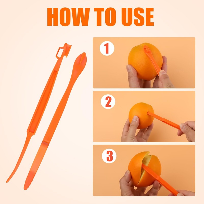 MJIYSGS 10pcs Orange Peeler Tool, Long Handle Serrated Citrus Peel