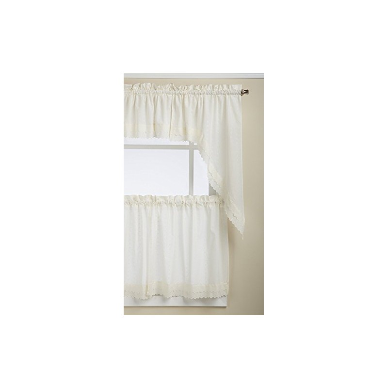 LORRAINE HOME FASHIONS Cenefa con Cinta para la Varilla, Ecru,