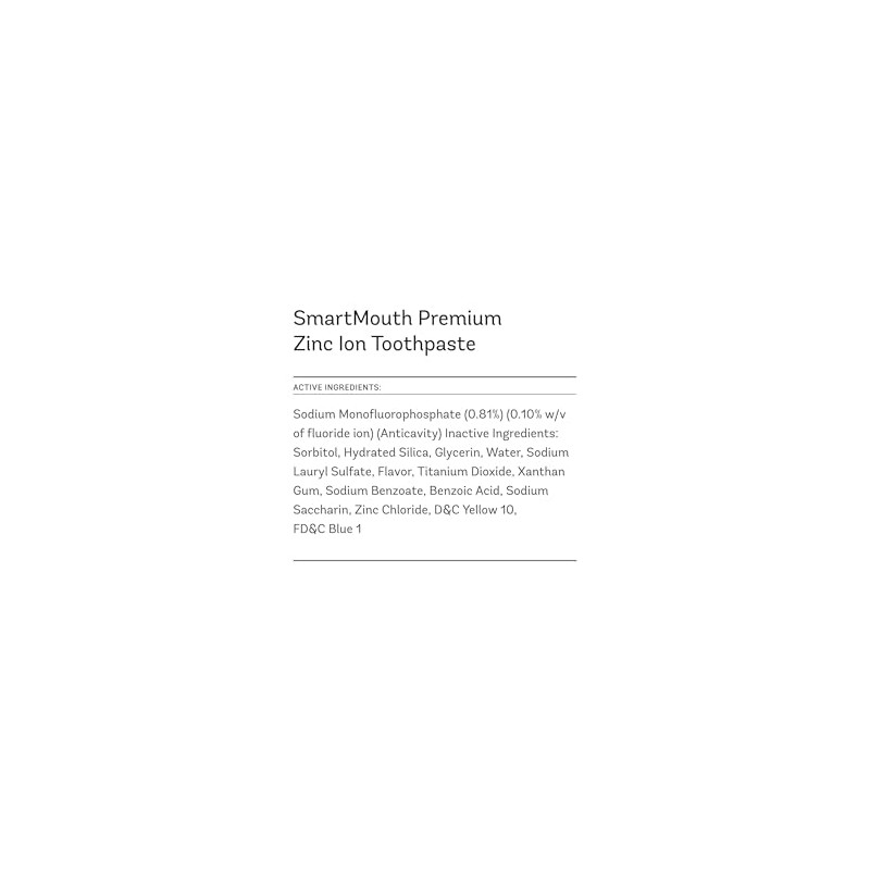 SmartMouth Premium Zinc Ion Toothpaste, Mild Mint 6 oz