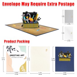 GREETING ART Father's Day Toolbox Pop Up Card,Father's Day Card, 3d Pop Up Greeting Card for Him– Father's Day Love Card,Birthday Card for DAD, Men, Husband, Brother
