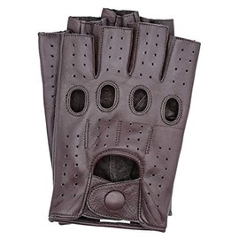 Riparo Motorsports Men's Fingerless Half Finger Driving Fitness Motorcycle Cycling Unlined Leather Gloves (X-Large, Brown)