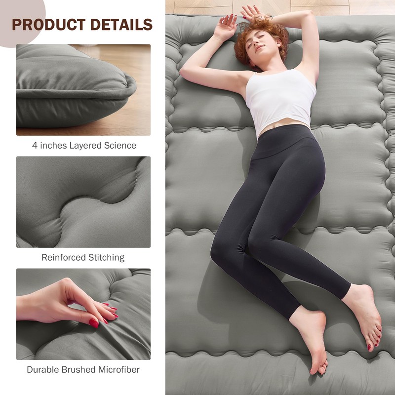 VIPBED Japanese Floor Futon Mattress Twin Size, 4" Thicken Foldable