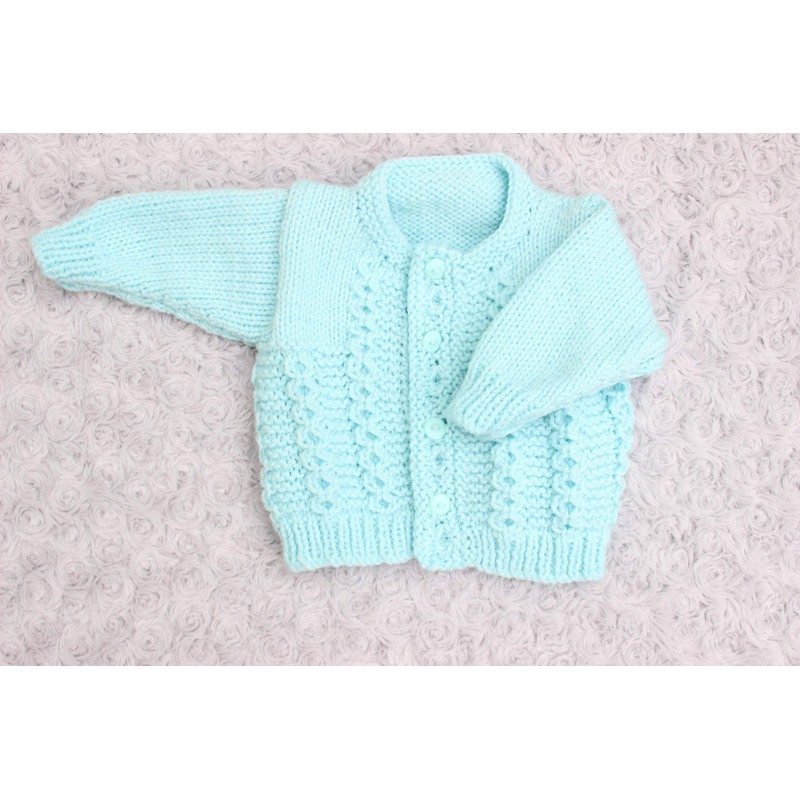 Knitting Pattern for Babies Round Neck Cardigan New-Born - (16")