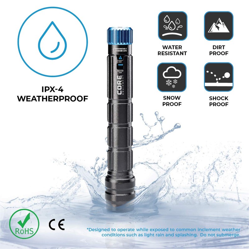 CORE 1500 Lumen CREE LED Rechargeable Camping Emergency Flashlight, Lithium