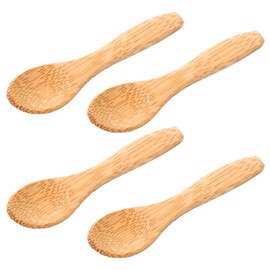 4 Pcs Bamboo Spoons, Small Wooden Spoons Tiny wood Teaspoon for Serving Kitchen, Handmade Tiny Wooden Spoon for Jars Sugar Coffee Creamer Honey Spices Salt