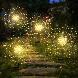 GIGALUMI GIGALUMI Gartendeko Solarleuchten fr Au?en,4 Stck 120 LED Feuerwerk Solarleuchten, Wetterfest Pusteblume Solarlampen fr Balkon Terrasse Blumenk?sten Hof Deko
