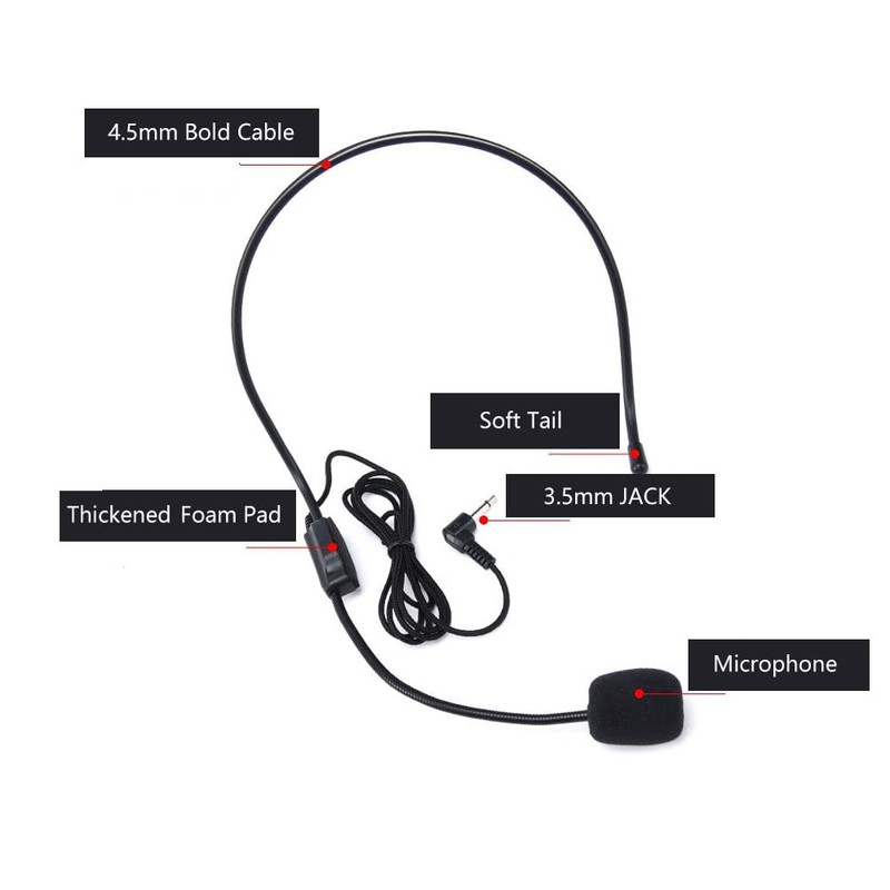 Portable 3.5 mm Cable Microphone, Portable Cable Microphone with Head