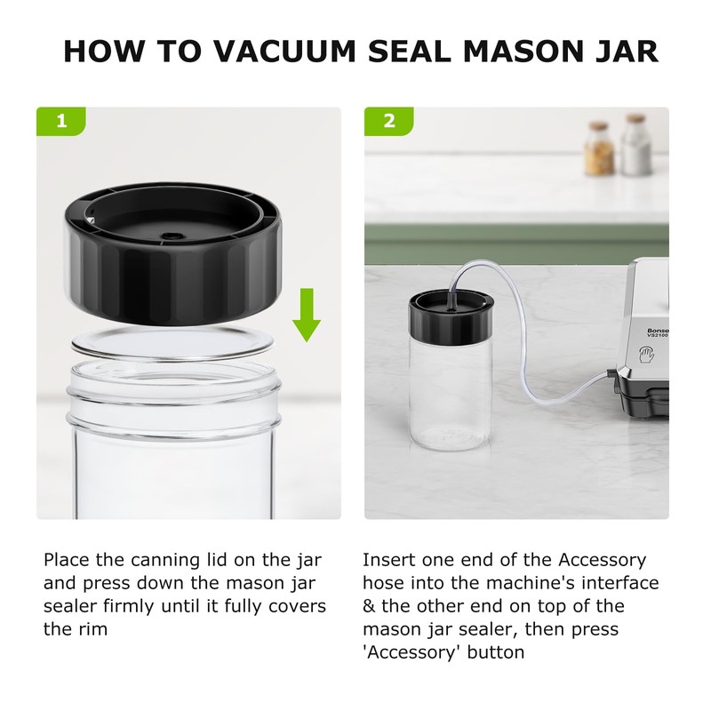 Bonsenkitchen Vacuum Sealer Machine with Mason Jar Sealer Kit |