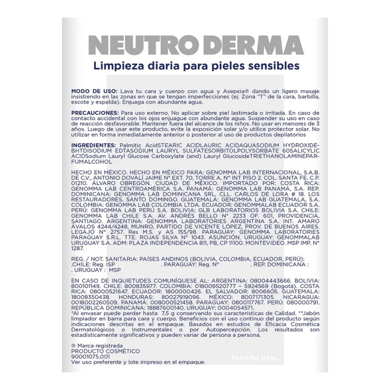 Asepxia 4 Pack Jabón En Barra Neutroderma Cara Y Cuerpo