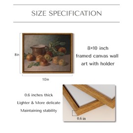 InSimSea Framed Canvas Wall Art Vintage Aesthetic Room Decor, Harvest Apples Still Life Oil Painting Artwork Abstract Wall Pictures Prints, Farmhouse Fruit Wall Decor Bedroom Kitchen 8x10in