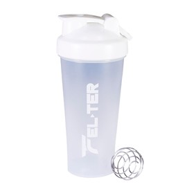 FELTER FITNESS Vaso Shaker para Proteina gym con Mezcladora de Acero Inoxidable, 750 ml (Blanco)