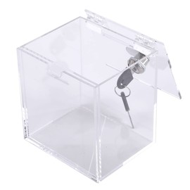 Aoakua Donation Box, Piggy Bank, Charity Box, Keyed, Acrylic, W4.7 inches (12 cm) (Clear)