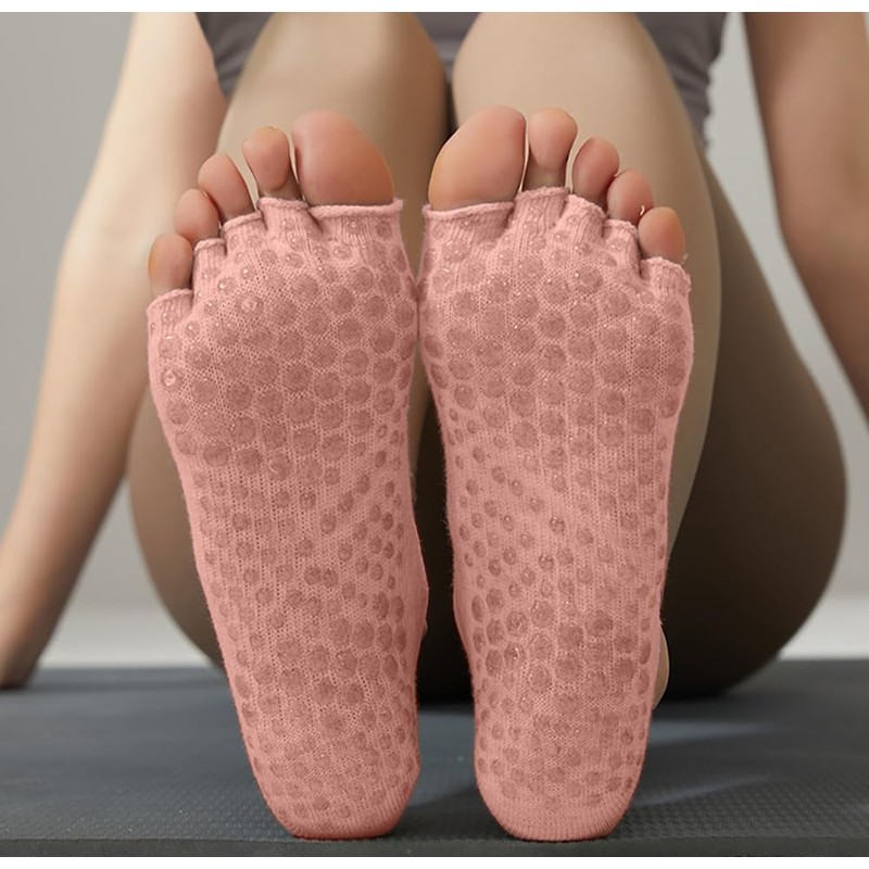Alienjoy Women's Yoga Socks with Straps Non-Slip Grips Toeless Non-Slip