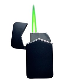 NIVEK Torch Green Flame Lighter Cool Trendy Windproof Chrome Button Refillable Adjustable Compact Pocket Size Multi-Color (Black Matte)