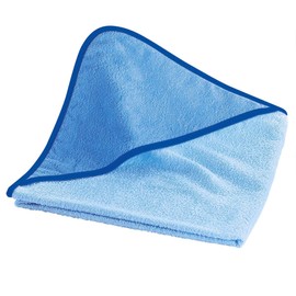 Wörner Hooded Bath Towel 80 x 80 cm - Square Terry Cloth Towel Made of Pure Cotton with Hood - Baby Towel with Woven Hem Edges and Cuddly Handle, Sky/Ciel