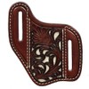 Nocona Knife Sheath Leather Ivory Underlay Pierced Floral Brown