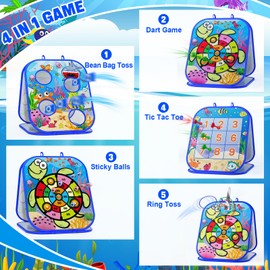 RIEYON 5-in-1 Bean Bag Toss Game for Kids, Toddler Toys for Kids Party Games and Outdoor Toss Games, Birthday for Kids Aged 3 4 5 6 7 8 Year Old