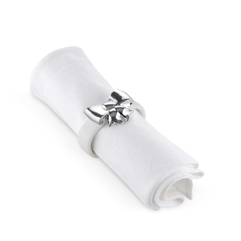 Alessi, Set2Napkin Dressed X-Mas Napkin Rings, Set Of 2, White