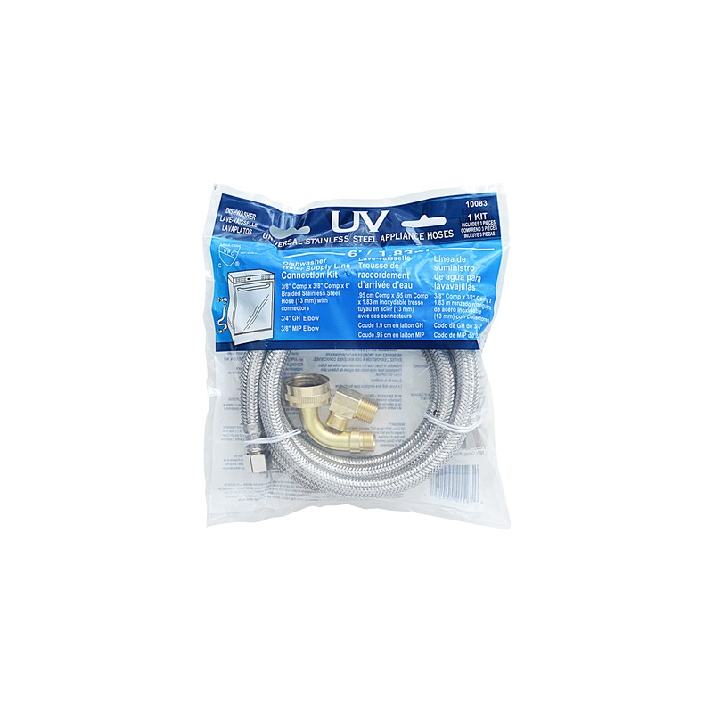 UV Dishwasher Water Supply Line Connection Kit + 3/4" GH