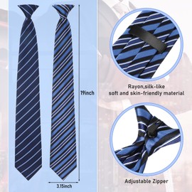 Janmercy 6 Pcs Clip on Tie for Men Clip on Easy Necktie Striped Solid Plaid Dots Mixed Lot Tie for Office School, 20 Inch (Stripe Style)