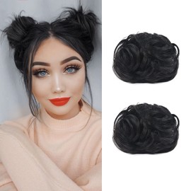 Claw Hair Bun Mini Chignon Hairpiece Updo Bun Extensions Fake Doughnut Hair Bun Ponytail Extension for Women Girls 2 Packs