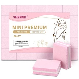 Mini bloques de pulidor de uñas, grano 100/180, bloque esponja para pulir y lijar, lima, herramientas de manicura a granel, 50 unidades (rosa)