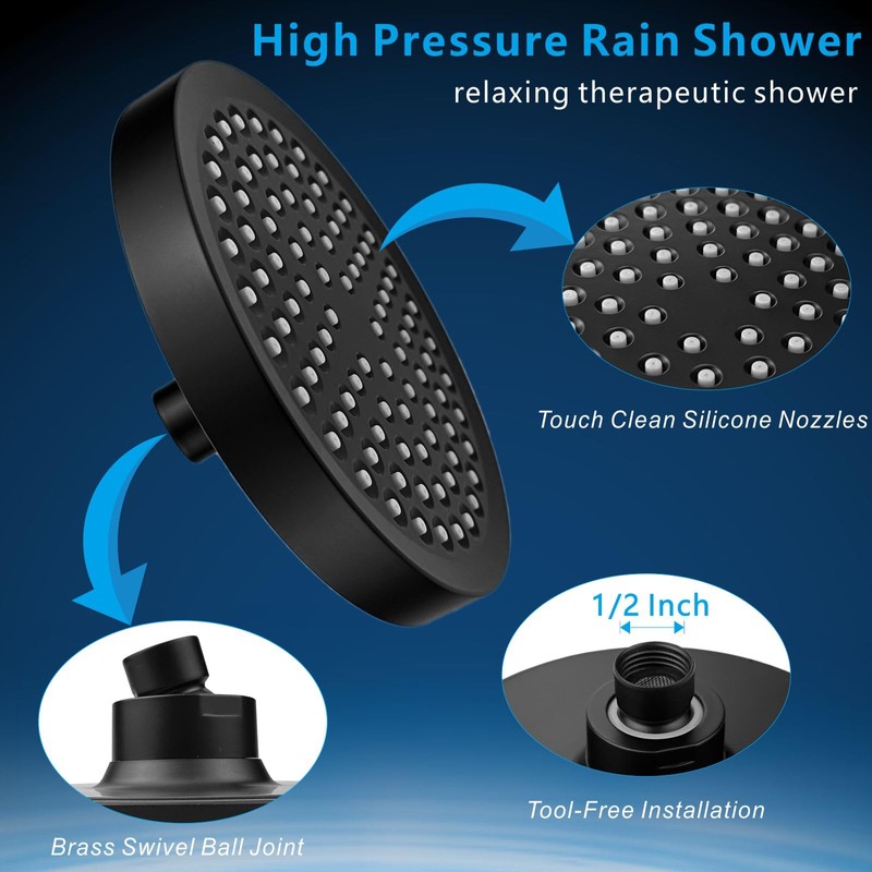 Nuodan High Pressure Rain Shower Head with 11'' Extension Arm