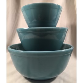Mixing Nesting Bowls - Set of 3 - American Made - Mosser Glass USA (Georgia Blue)