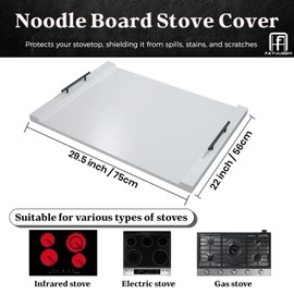 FayuuGem Noodle Board Stove Cover - Wood Stove Top Covers for Electric Stove and Gas Stovetop - Range Covers for Sink and Kitchen (White)