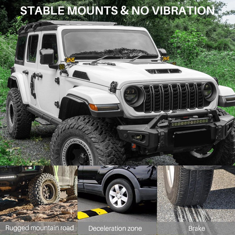 BIZOCO A Pillar Light Mount for Jeep Wrangler JL Gladiator
