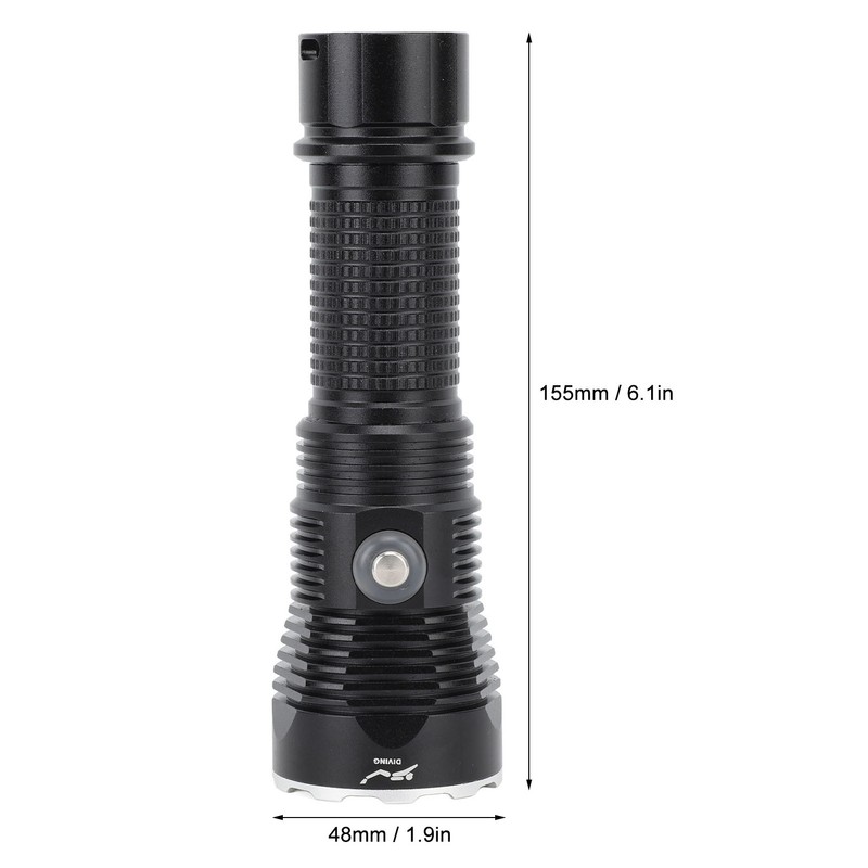 Diving Flashlight LED IPX8 Waterproof Infinitely Dimmable 100M 3000LM White