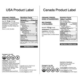 Food to Live Organic Freeze-Dried Strawberries, 4 Ounces – 100% Natural Berries, No Sugar Added, Vegan and Nutritious Snack – Perfect for Smoothies and Baking, Non-GMO, Kosher, Bulk