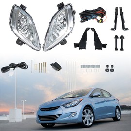 Silscvtt 2Pcs Fog Lights Assembly Replacement for 2011 2012 2013 Hyundai Elantra with with Bulbs Wiring Harness & Switch Kit Driver & Passenger Side