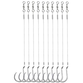 SEAOWL Saltwater Steel Circle Hook Rigs,Octopus Offset Fishing Hooks Leader Wire for Catfish Bass