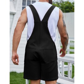 Bindefon Black Overalls for Men Jeans Shorts Romper Jumpsuit Denim Bibs Coveralls(Black,M)