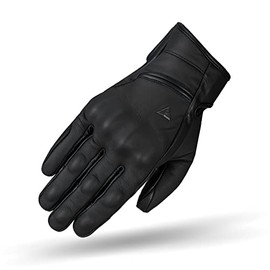 SHIMA SHADOW TFL Men's Motorcycle Gloves - TFL Technology, Classic, Vintage, Reinforced Summer Leather Gloves with Ankle and Finger Protectors, Reinforced Palm (Black, L)