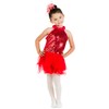 Danzcue Girls Halter Red Sequin Ballet Dress Jazz Costumes (12-14,