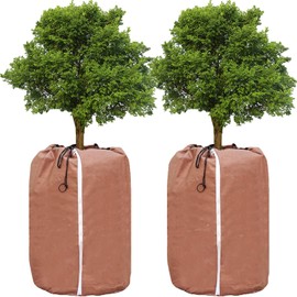 Pot Protector Plants Winter Pack of 2 65 x 70 cm, Thermal Pot Protector for Plants with Zip and Drawstring, Winter Protection for Plants, Plants Roots Keep Warm, XL