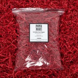 Paper Mart Red Crinkle Cut Paper for Gift Box (1 lb), Crinkle Cut Paper Shred Filler, Shredded Paper for Gift Box, Red Basket Filler Paper Shred (1 lb), Red Paper Box Filler, Basket Shred Filler